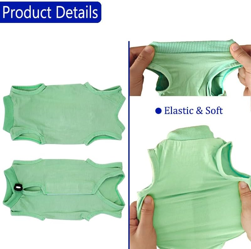 Cat Surgery Recovery Suit, E-Collar Alternative (Green, Medium)