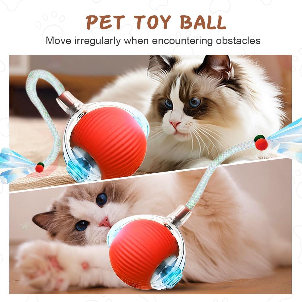 Interactive 360° Rotating Cat Ball Toy, Automatic Moving for Cats and Dogs