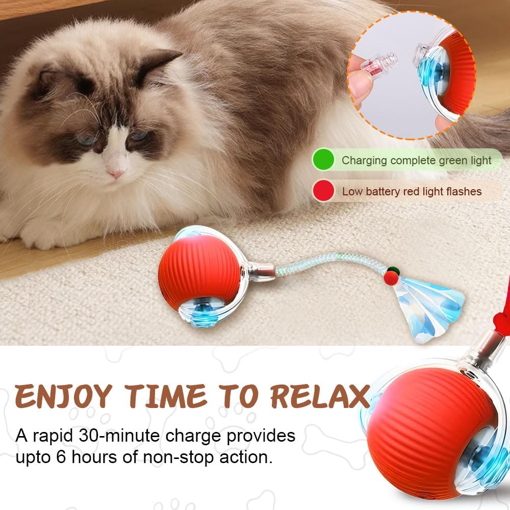 Interactive 360° Rotating Cat Ball Toy, Automatic Moving for Cats and Dogs
