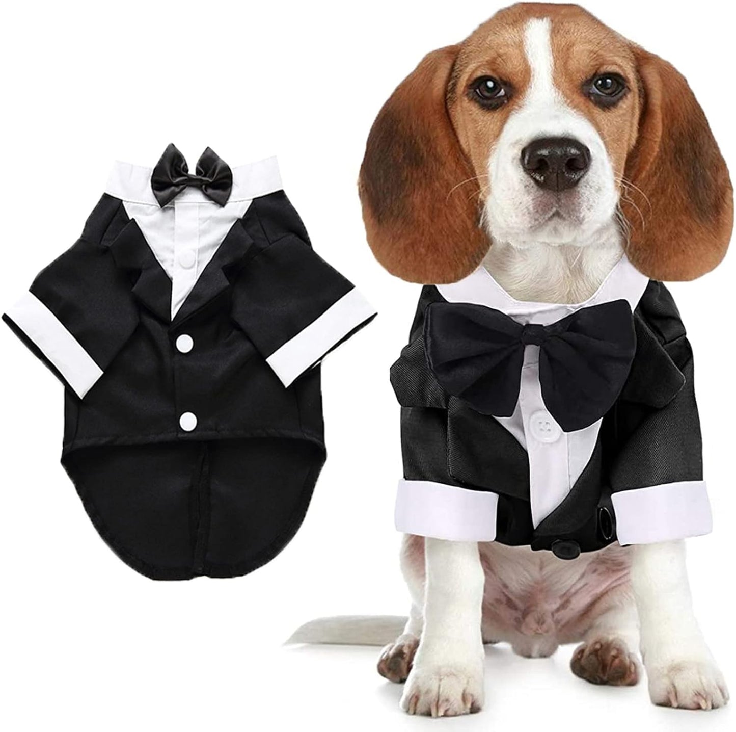 Pet Tuxedo with Bow Tie for Dogs & Cats (Black, Medium)