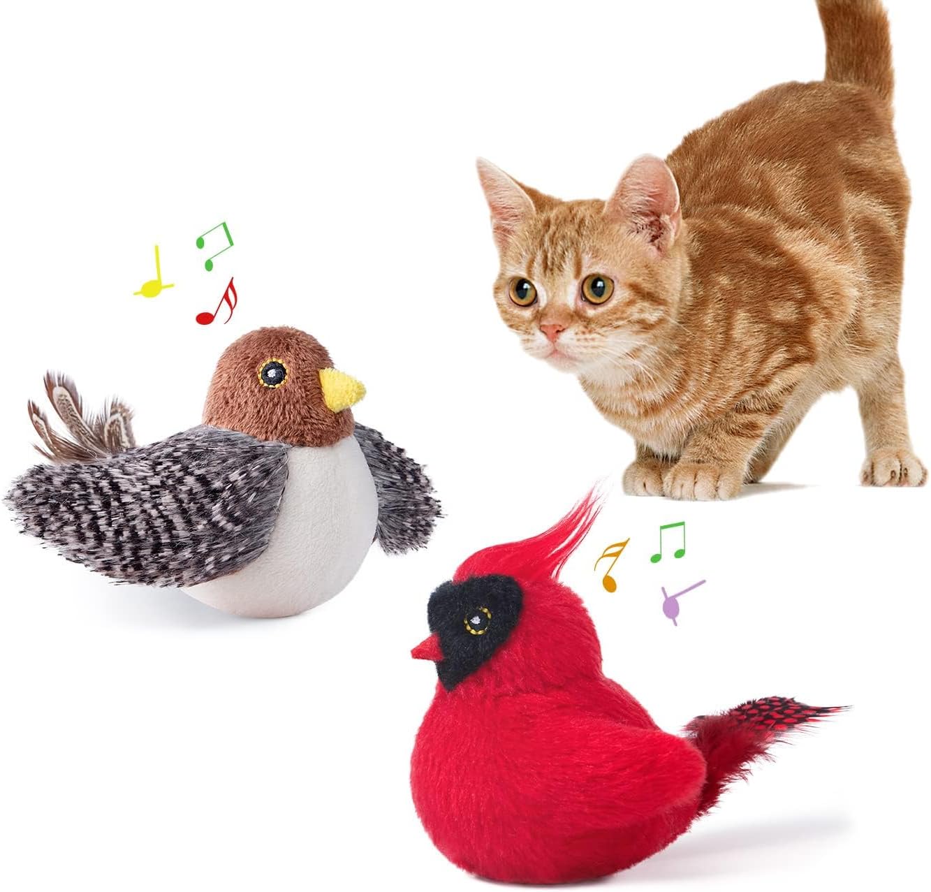 Potaroma Chirping Bird Cat Toys with Catnip, Interactive Kicker, 2 Pcs