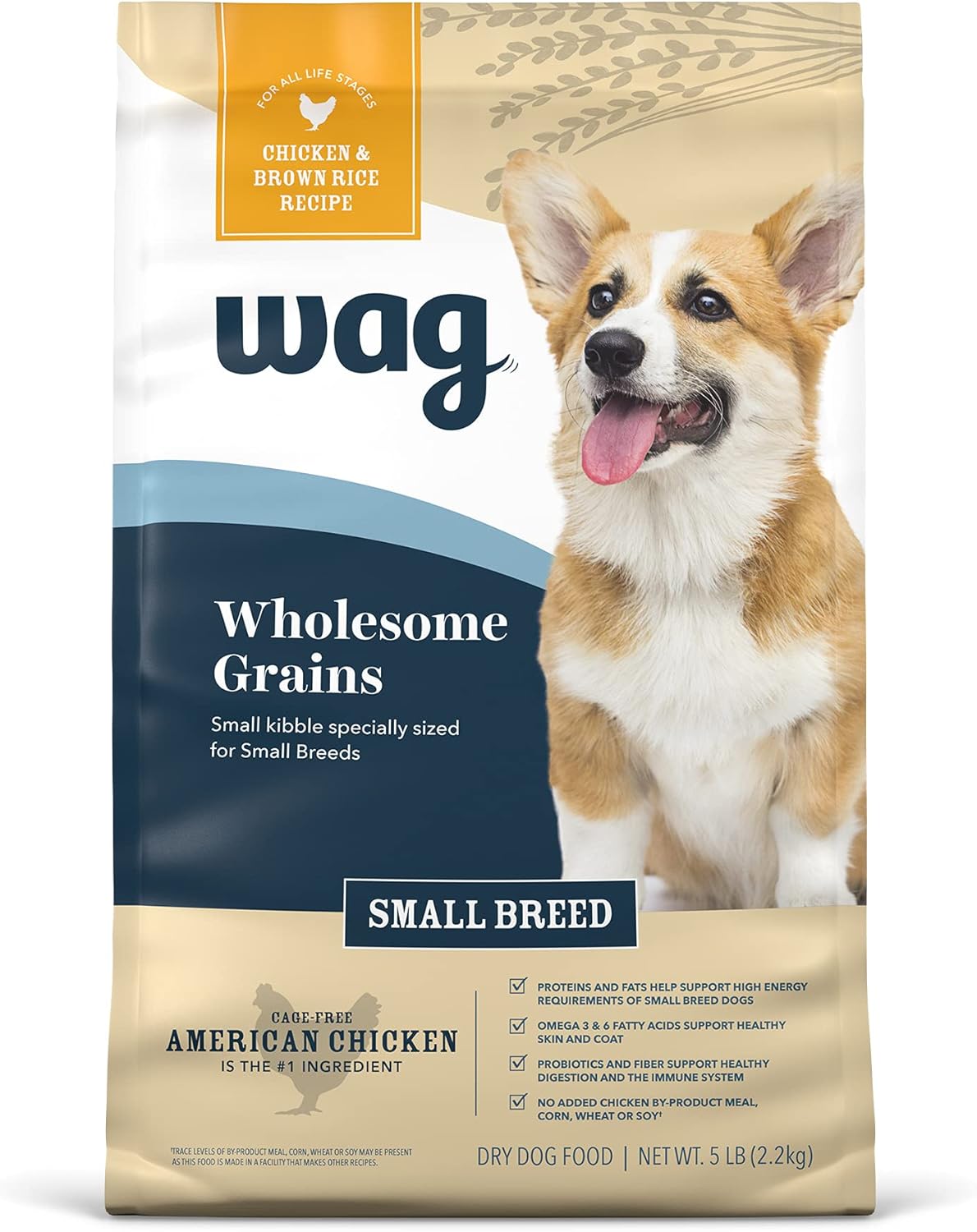 Wag Small Breed Dry Dog Food, Chicken and Brown Rice, 5 lb Bag