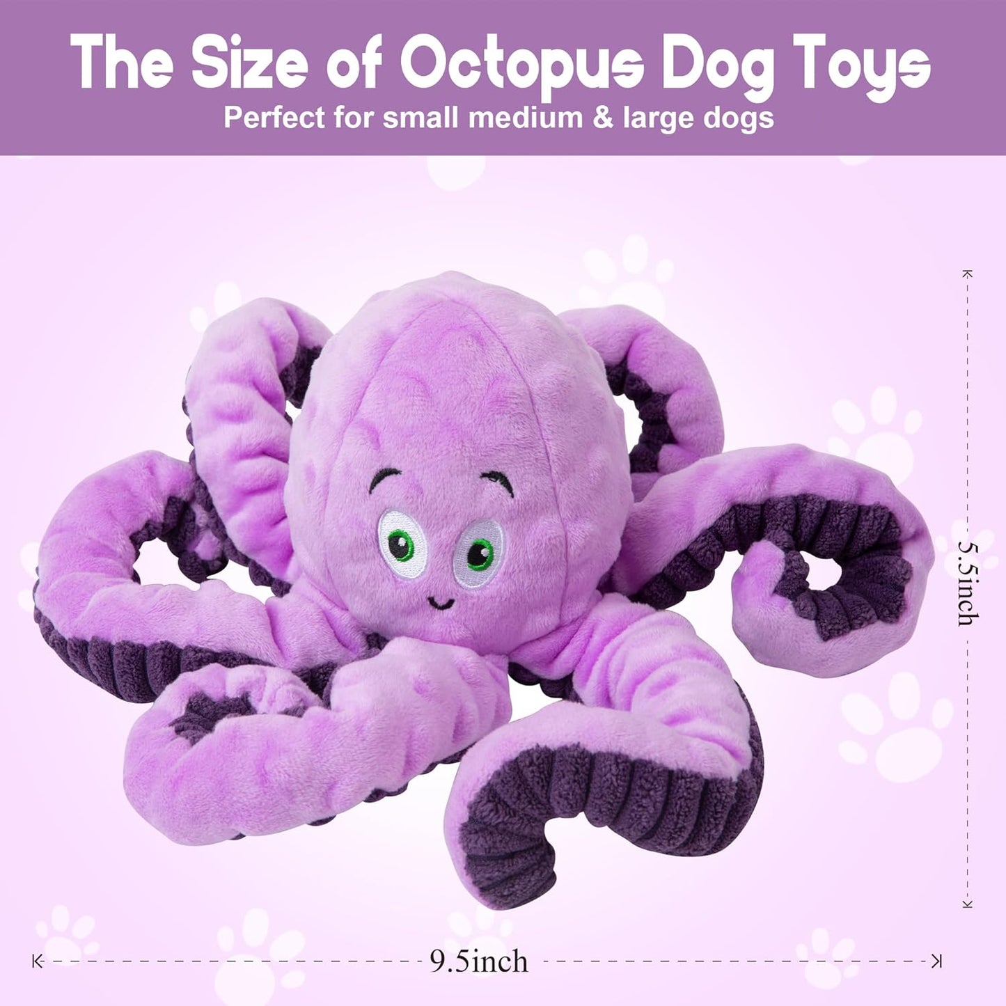 Dog Toys for Large Breeds, Octopus Squeaky Plush Interactive Toy for Medium & Small Dogs