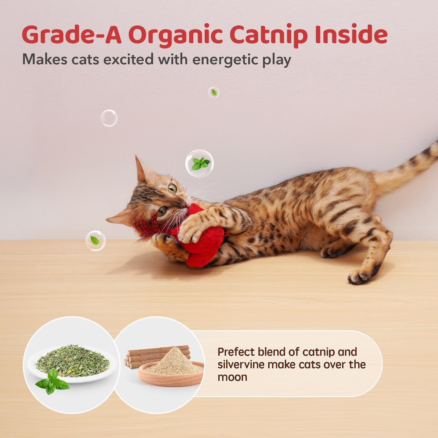 Potaroma Chirping Bird Cat Toys with Catnip, Interactive Kicker, 2 Pcs