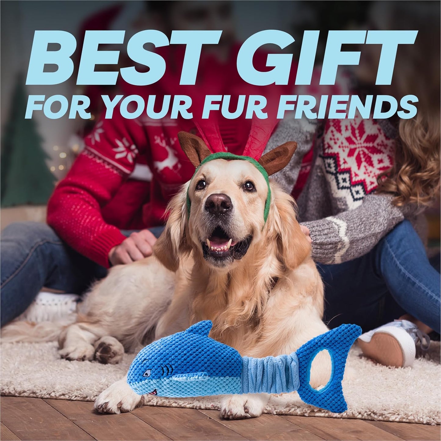 LEGEND SANDY Interactive Dog Toy, Squeaky & Tug of War, Blue Shark for Aggressive Chewers